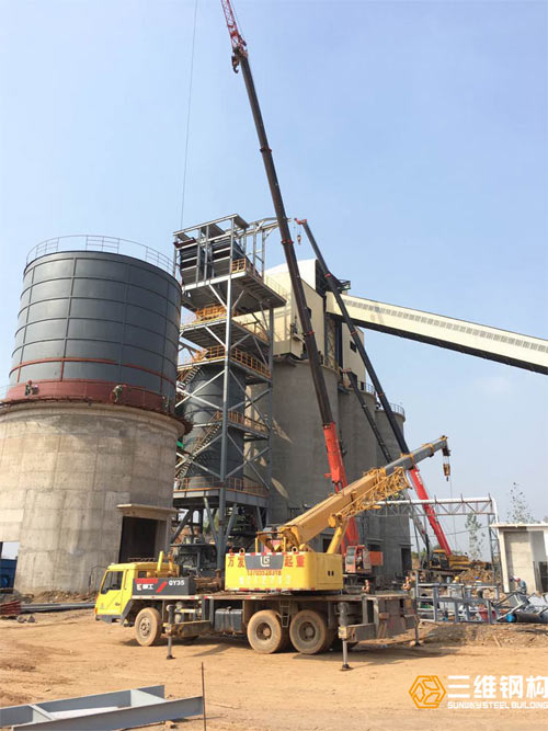 懷遠中聯水泥機制砂鋼結構設備安裝案例圖